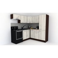 Bucatarie de Colt GENA NEW 10 DR. 190-200, Fara Corp de Cuptor, Wenge / Decor K001